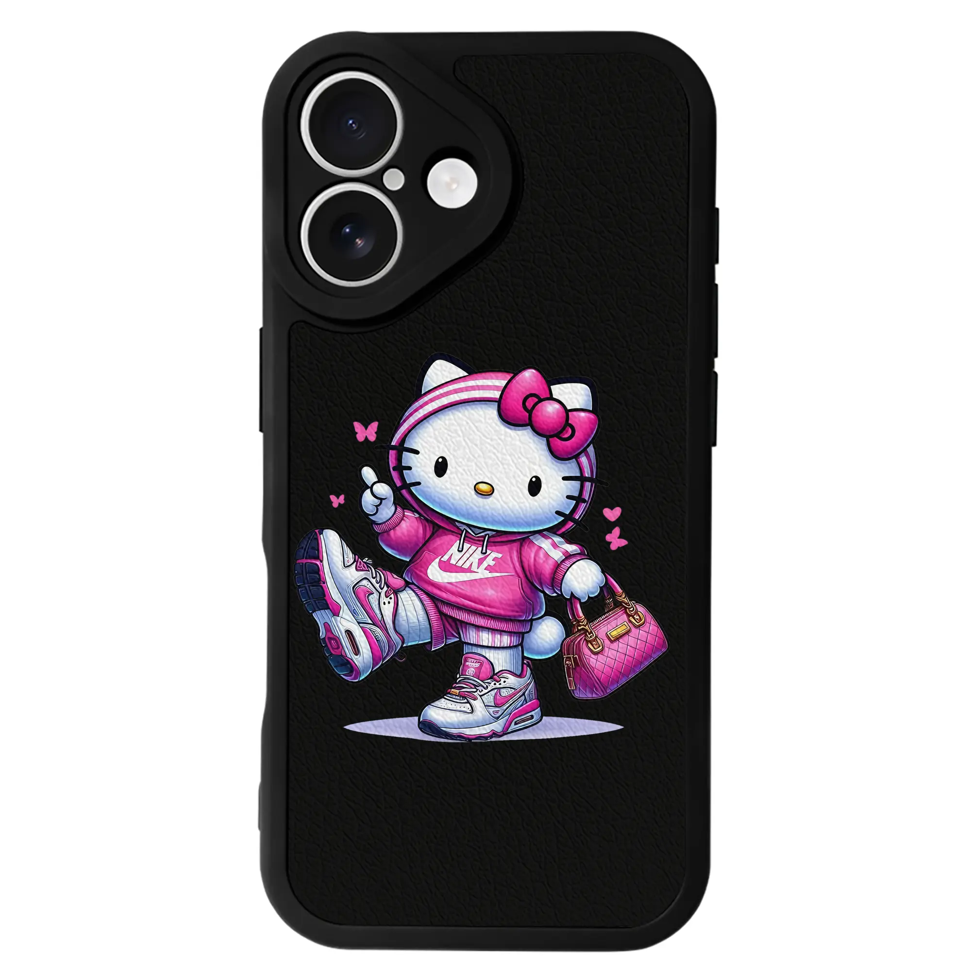 サンリオ グッズ,ハローキティ - IPhone 16シリーズ対応 ・ シリコンスマホケース ・ レザー調 ・ 高精度フィット ・ 耐衝撃 ・ ワイヤレス充電対応 ・ 精密カット